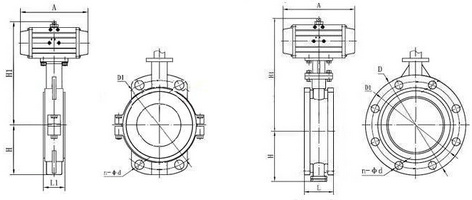 氣動襯氟蝶閥結(jié)構(gòu)圖
